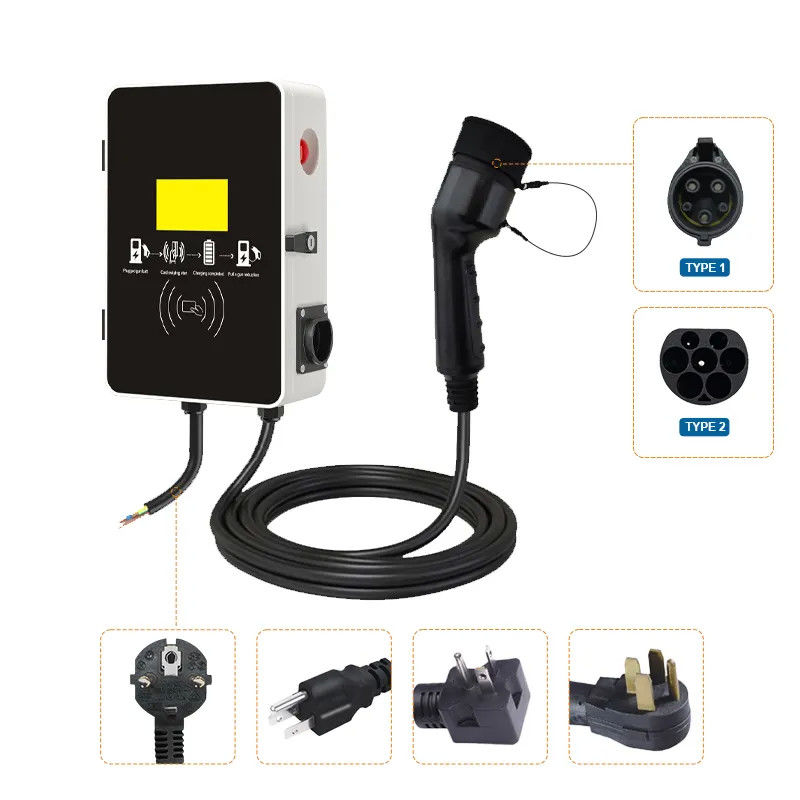 7kw 3段階の速い電気箱壁に取り付けられたEVの充電ステーションのタイプ1およびタイプ2