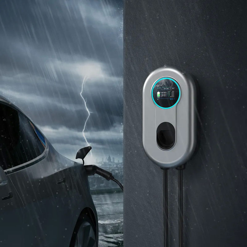 22kw RFIDカードは5メートル移動式タイプ2 EVの充電ステーションをケーブルで通信する