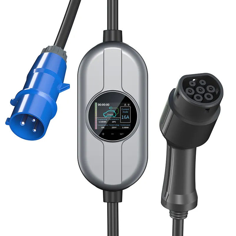 16A 32A 2.5 インチ LCDスクリーン ポータブルEV充電ステーションEV充電器タイプ1 FCC